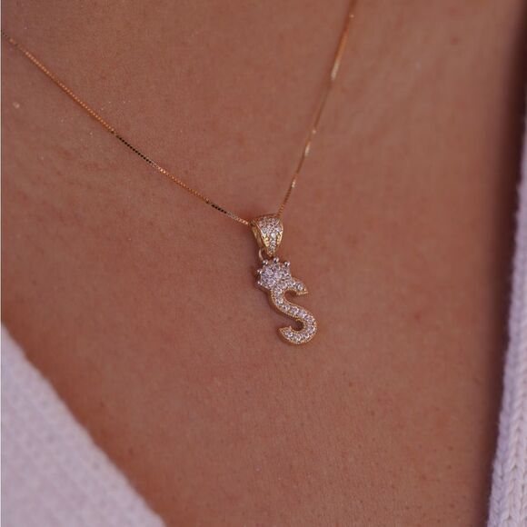 14k Real Gold Initial "S" Pendant/Charm- Gold Letter "S" Pendant for Him/Her - Picture 2 of 5